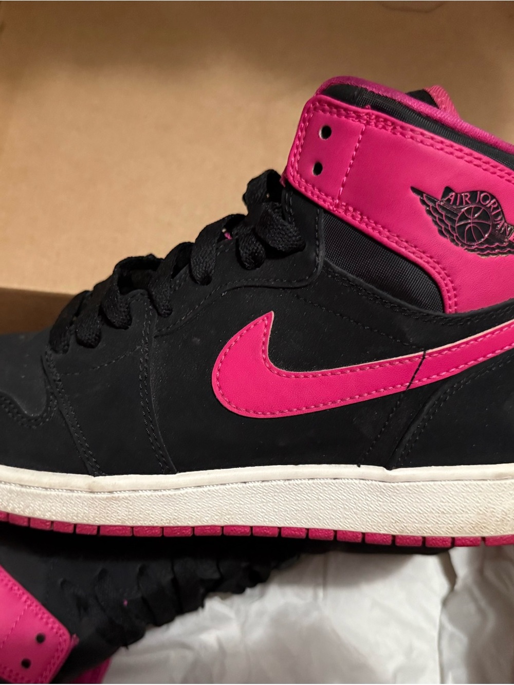 Jordan Black and Hot Pink High-Top Sneakers